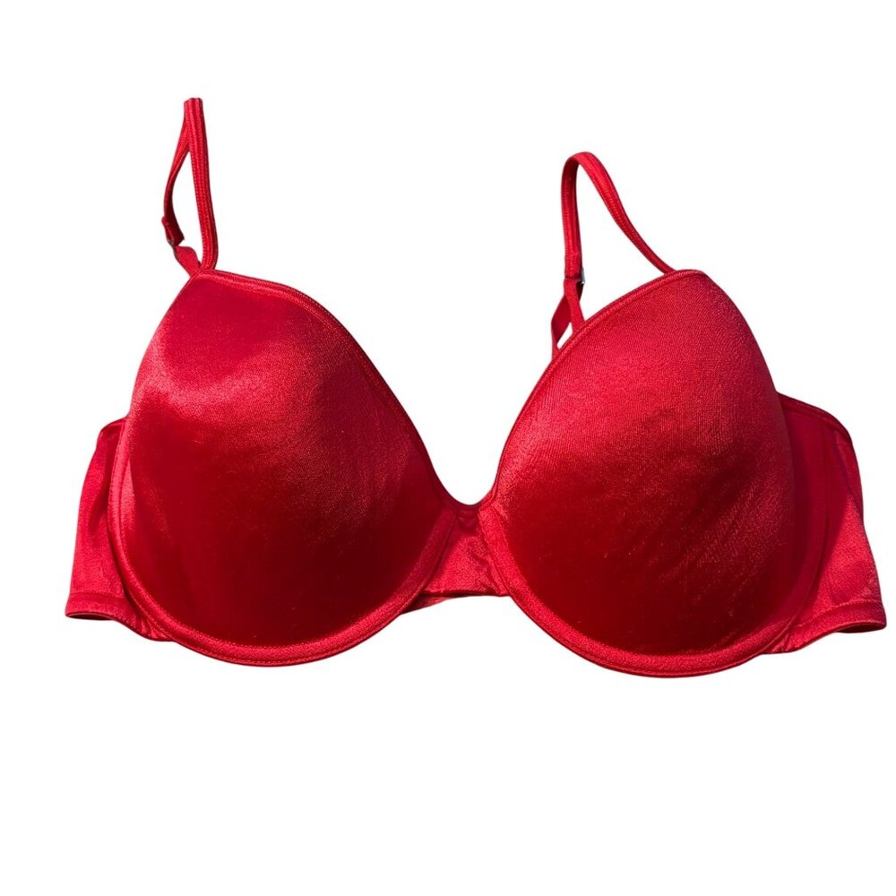 Victorias Secret Red Push-Up Bra With Underwire 36D Adjustable Straps & Hook Clo